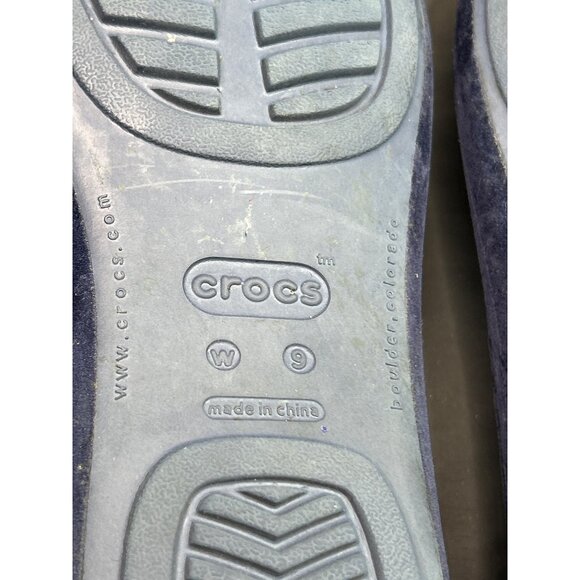 Womens Crocs Navy Blue Velvet Ballet Flats Size 9 Slip-On Lightweight Casual - Picture 7 of 8